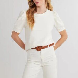 Dudley Stephens Walker's Point Puff Top Size M Terrycloth Fleece Crewneck Cream